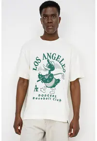 ’47 - Tricou regular fit cu imprimeu Losdod Strollin - Verde/Alb fildes