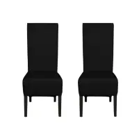 Set 2 scaune living VANESSA, picioare lemn wenge, piele ecologica negru, 47x60x110 cm