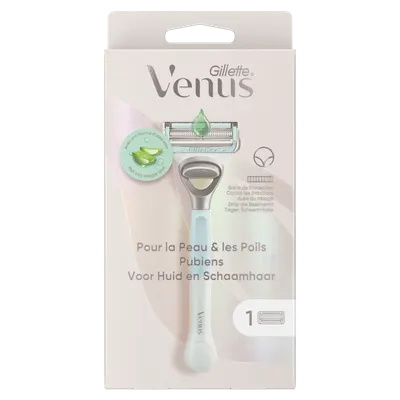 Set aparat de ras pentru zona intima + Rezerva Venus Satin Care, 1 bucata, Gillette