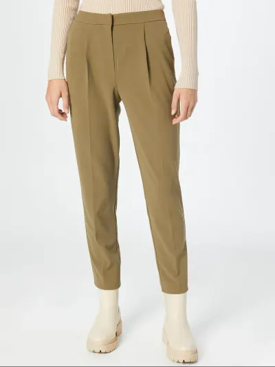 Pantaloni office olive cu talie ...