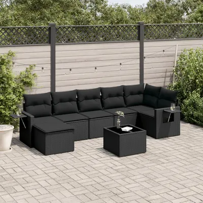 Gossi set mobilier de gradina cu perne, 8 piese, negru, poliratan