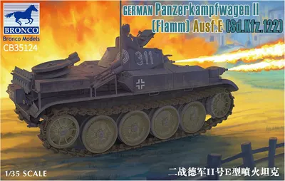 Model asamblabil Bronco Models Militar: Tancuri - Tanc german Panzerkampfwagen II Flamm Ausf.E (Sd.Kfz.122)