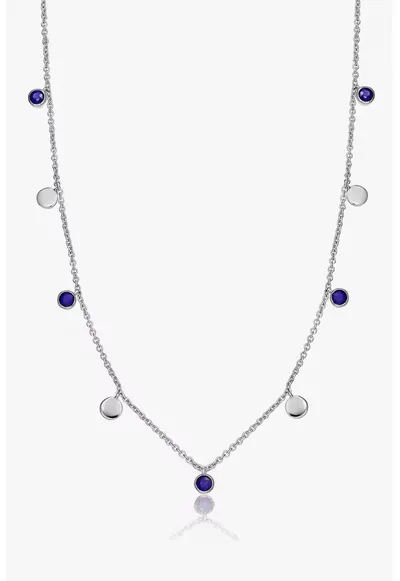 Colier din argint veritbail 925 decorat cu Lapis Lazuli Noora - Argintiu/Bleumarin