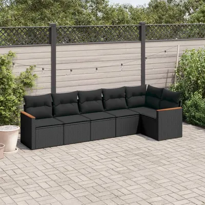 Gossi set mobilier de gradina cu perne, 6 piese, negru, poliratan