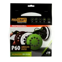 Disc abraziv pentru slefuitor cu excentric KB225.60 PROCRAFT (Set 10 buc) Diametru: 225 mm Granulatie: P60
