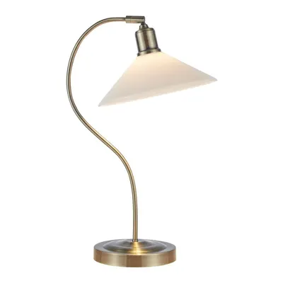 Veioză albă/alămie cu abajur din sticlă (înălțime 49 cm) Vela – Markslöjd