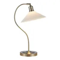 Veioză albă/alămie cu abajur din sticlă (înălțime 49 cm) Vela – Markslöjd