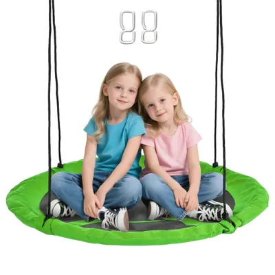 Outsunny Balanță cuib de pasăre rotundă, coș de balanță Ø 110 cm, 4 inele incluse, metal epoxidic, Oxford de înaltă densitate, verde | Aosom Romania