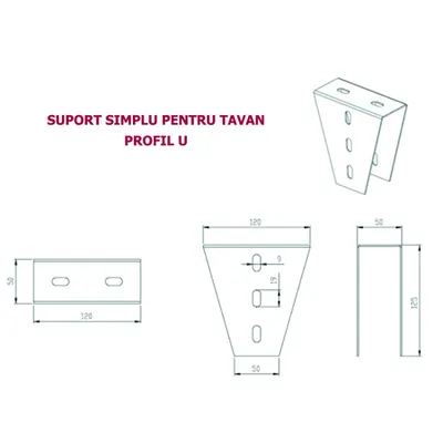 Suport pentru tavan profil U 90 dublu