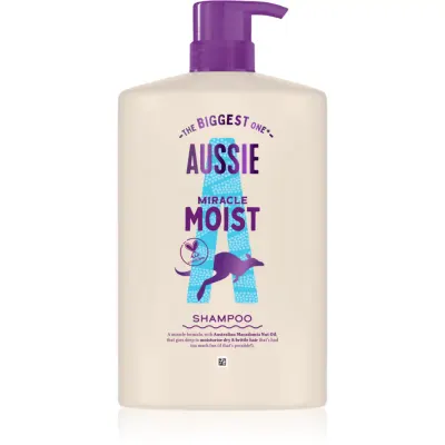 Aussie Miracle Moist sampon hidratant pentru păr uscat și deteriorat 1000 ml
