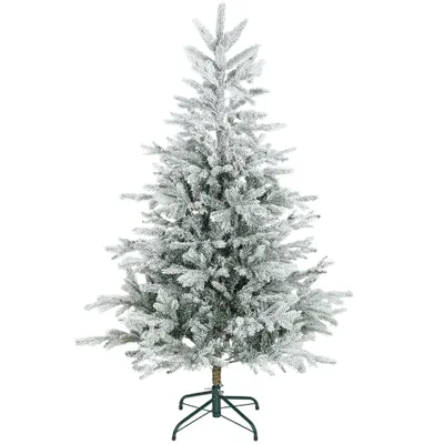 HOMCOM Pom de Crăciun înzăpezit 150 cm cu Bază Metalică Pliabilă | Aosom Romania