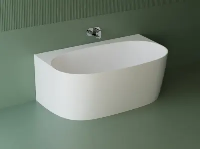 Cada freestanding dreptunghiulara, compozit alb lucios,148x86x58 cm, Foglia Versailles
