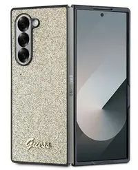 Husă Guess - Glitter Flakes Metal Logo, Galaxy Z Fold 6, auriu