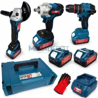 Set 3 scule cu 2 acumulatori 48v, Polizor Unghiular, Cheie impact, Masina de gaurit si insurubat Bormasina, manusi cadou Campion PROFESSIONAL CMP1849