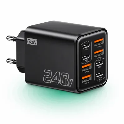 Incarcator Timebox 240W GaN, 8 Porturi USB-C + USB-A - Default Title