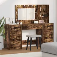 vidaXL Masă de Machiaj 3 buc. Stejar fumuriu 78,5 x 41 x 135 cm