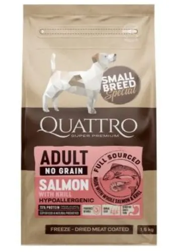 Quattro Dog Small Breed No Grain Adult Somon/Krill 7 kg