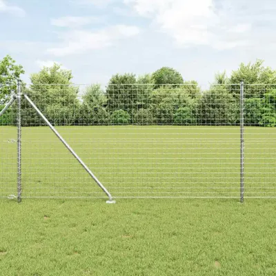 vidaXL Gard European cu Vârfuri 10 x 1,4 m Oțel Galvanizat Argintiu