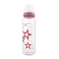 Biberon de sticla cu tetina anticolici Lorelli Baby Care Stars 240 ml Blush Pink