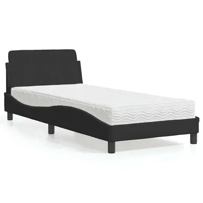 vidaXL Pat cu saltea, Dover, negru, 80x200 cm, catifea