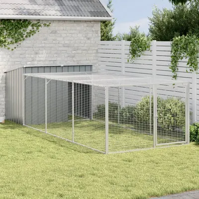 vidaXL Cușcă pentru câini cu împrejmuire, antracit, 153x396x110 cm, oțel galvanizat