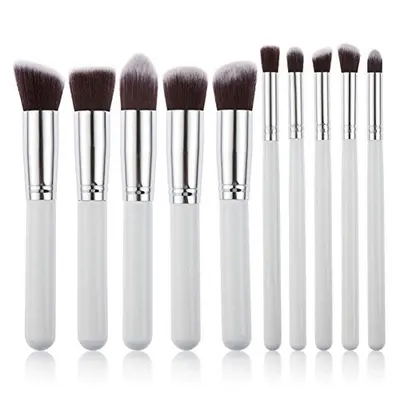 Set 10 pensule machiaj kabuki white + husa depozitare