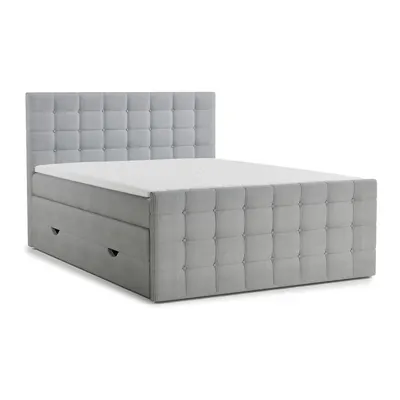 Pat boxspring gri cu spațiu de depozitare 180x200 cm Tasca – Maison de Rêve