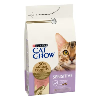 Hrana uscata pentru pisici Cat Chow Sensitive, Somon 1.5kg