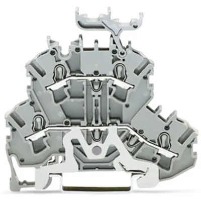 Double-deck terminal block; Shield/through terminal block; Shield/L; with marker carrier; for DIN-rail 35 x 15 and 35 x 7.5; 2.5 mm²; Push-in CAGE CLAMP®; 2,50 mm²; gray