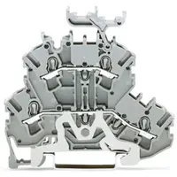 Double-deck terminal block; Shield/through terminal block; Shield/L; with marker carrier; for DIN-rail 35 x 15 and 35 x 7.5; 2.5 mm²; Push-in CAGE CLAMP®; 2,50 mm²; gray