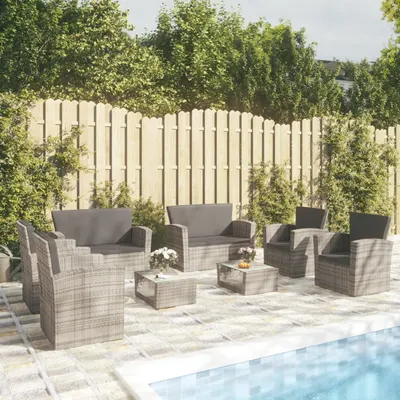 Gossi set mobilier de gradina cu perne, 8 piese, gri, poliratan
