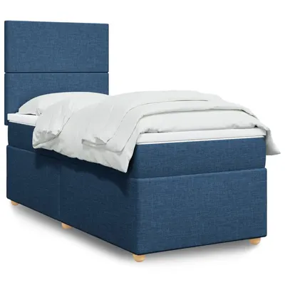 Gossi pat box spring cu saltea, albastru, 90x200 cm, textil