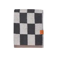 Prosop gri antracit/bej din bumbac organic din frotir 50x90 cm Retro – Mette Ditmer Denmark