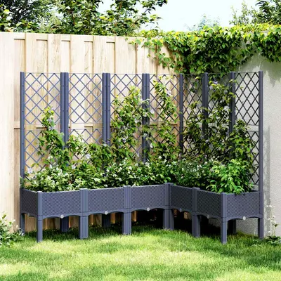 vidaXL Jardinieră de grădină cu spalier, albastru gri, 160x120x142 cm, PP