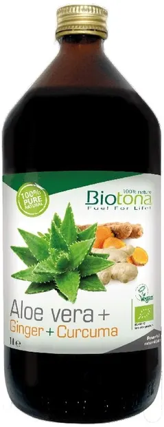 Suc organic de aloe vera, turmeric și ghimbir, 1 l, Biotona