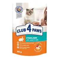 Hrana umeda premium pisici, Club 4 Paws Sterilised, Iepure in Jeleu, 80 g