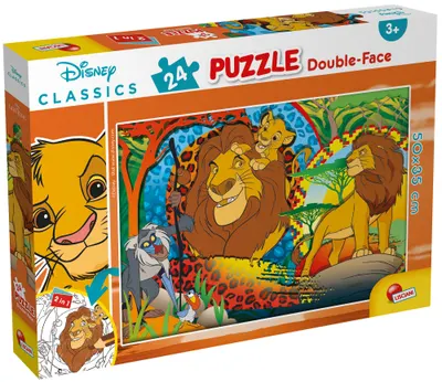 Puzzle cu două fețe Lisciani de colorat din 24 piese - Regele Leu