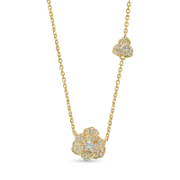 Lant cu pandantiv floare din aur galben cu diamante de 0.6ct