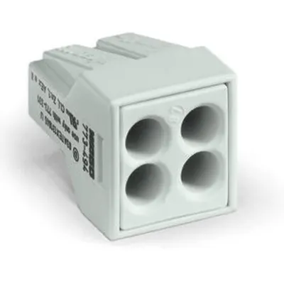PUSH WIRE® connector for junction boxes; for solid and stranded conductors; for Ex applications; max. 2.5 mm²; 4-conductor; light gray housing; light gray cover; Surrounding air temperature: max 60°C; 2,50 mm²