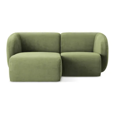Colțar verde cu tapițerie din chenille (cu colț pe partea stângă/cu șezlong) Lani – Makamii