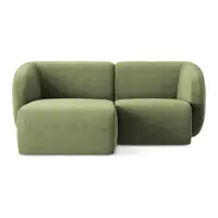 Colțar verde cu tapițerie din chenille (cu colț pe partea stângă/cu șezlong) Lani – Makamii