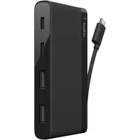 Hub USB-C Belkin Mini, 2 x USB-A 3.1 - 2 x USB-C, Negru F4U090btBLK