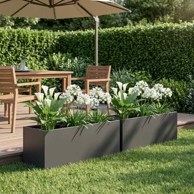 vidaXL Vază pentru Grădină 2 buc. Negru 60 x 20 x 20 cm