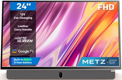 Televizor smart portabil METZ - 24MPE7000Z, 24'', LED, 2K FHD, HDR10, 12V, 3Hours battery life, 2x 6W, Dolby Digital Plus, alb