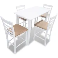vidaXL Set mobilier de bar din lemn, masă și 4 scaune, alb