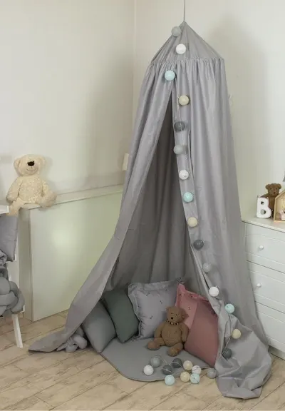 Baldachin suspendat multifunctional pentru copii Pure Grey bumbac 250x320 cm