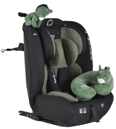 Scaun auto Moni - i-Safe, i-Size, IsoFix, 76-150 cm, verde + jucărie cadou