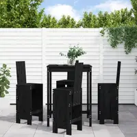 Gossi set mobilier bar de gradina, 5 piese, negru, lemn masiv de pin