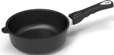 Tigaie adâncă cu maner mobil AMT - Gastroguss, 20 cm, negru