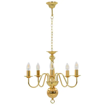 vidaXL Candelabru, auriu, 5 becuri E14